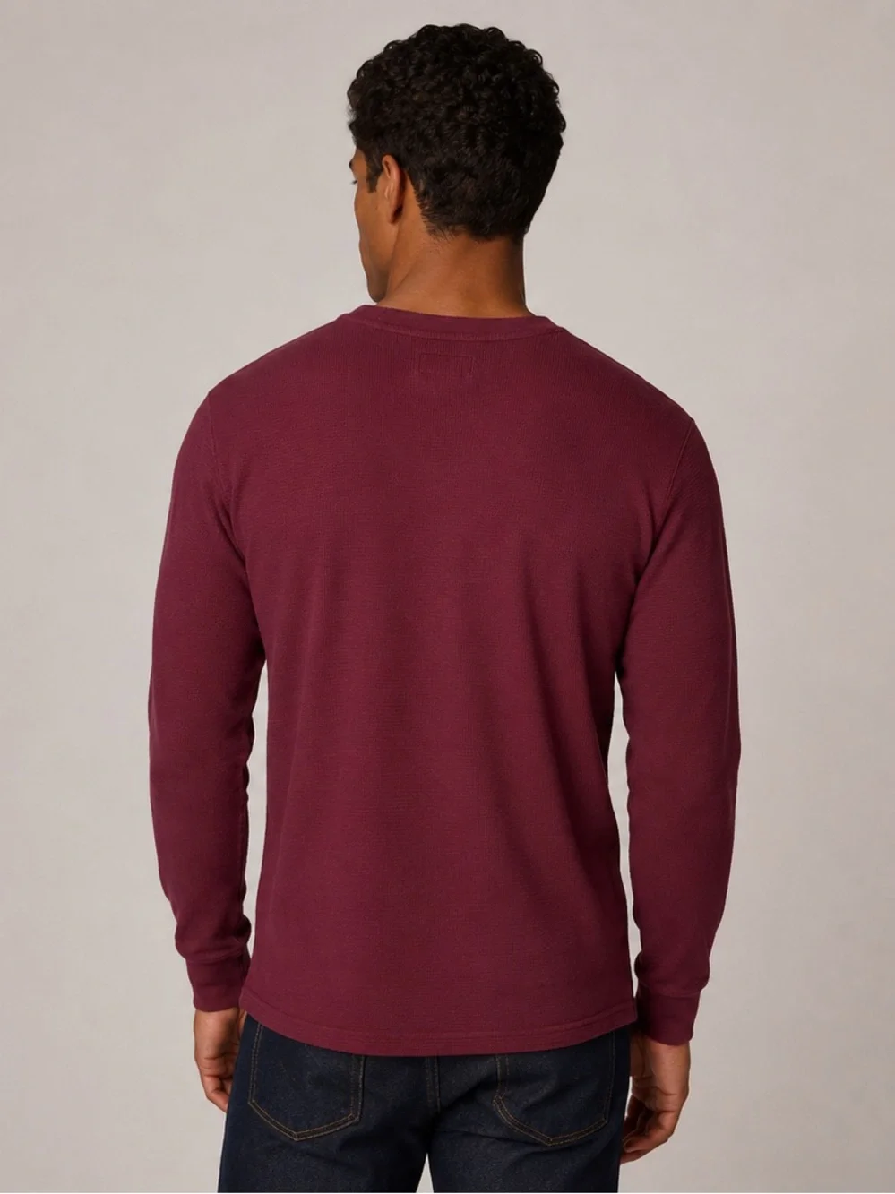 Polo Ralph Lauren Waffle Knit Thermal Shirt Maroon Navy Pony Logo L